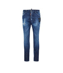JEANS DSQUARED2, D2 logo Piele, Relax Long Crotch Jean, Bleumarin