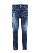 JEANS DSQUARED2, Medium Red Spots Wash, Tedy Biker, Albastru