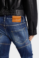 JEANS DSQUARED2, Medium Red Spots Wash, Tedy Biker, Albastru