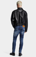 JEANS DSQUARED2, Medium Red Spots Wash, Tedy Biker, Albastru