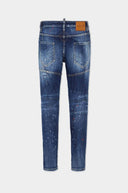 JEANS DSQUARED2, Medium Red Spots Wash, Tedy Biker, Albastru