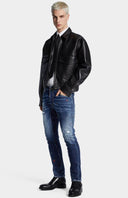 JEANS DSQUARED2, Medium Red Spots Wash, Tedy Biker, Albastru