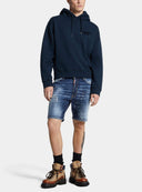 BLUGI SCURTI DSQUARED2, Paint-Splattered, Distressed Denim, Blue Marine