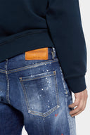BLUGI SCURTI DSQUARED2, Paint-Splattered, Distressed Denim, Blue Marine