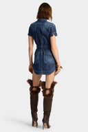 Rochie DSQUARED2, Medium Perfecto Carpenter Dress, Bleumarin