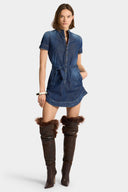 Rochie DSQUARED2, Medium Perfecto Carpenter Dress, Bleumarin