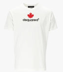 Tricou Dsquared2, Frunza rosie si logo, Alb