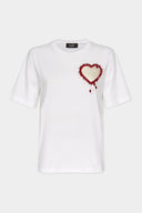 Tricou DSQUARED2, Heart Insert, Easy Fit, White