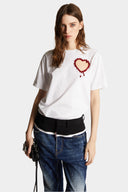 Tricou DSQUARED2, Heart Insert, Easy Fit, White