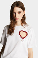 Tricou DSQUARED2, Heart Insert, Easy Fit, White