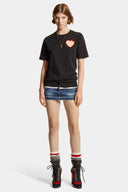 Tricou DSQUARED2, Heart Insert, Easy Fit, Black
