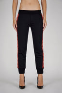 Pantaloni Dsquared2, Insertie rosie cu frunza, Negru