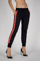 Pantaloni Dsquared2, Insertie rosie cu frunza, Negru