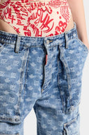 Jeans DSQUARED2, D2 Monogram Light Wash Cargo Jeans