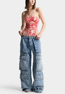 Jeans DSQUARED2, D2 Monogram Light Wash Cargo Jeans