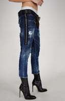 Jeans Dsquared2, Fermoar metalic inserat, Albastru