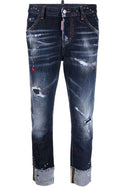 Jeans DSQUARED2, Cropped Heart Motif, Blue