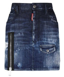 Fusta Dsquared, Cu fermoar atasat, Denim