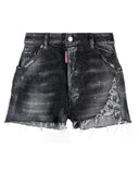 Pantaloni scurti DSQUARED2, Raw Cut Baggy Denim Shorts, Negru