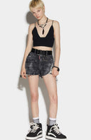 Pantaloni scurti DSQUARED2, Raw Cut Baggy Denim Shorts, Negru