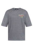 Tricou DSQUARED2, Summer Lovers, Seaside Stripes, White, Black, Regular Fit