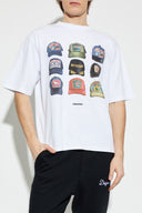Tricou DSQUARED2,ICONique Loose Fit T-Shirt,  Hats Print Alb
