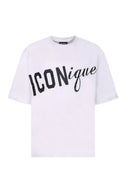 Tricou DSQUARED2, ICONique Loose Fit T-Shirt, Dirty Alb