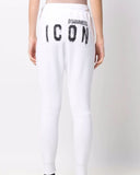 Pantaloni Dsquared2, Imprimeu ICON Sprayed, Alb