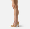 Pantofi ELISABETTA FRANCHI, Leather pump with logo detail, Beige