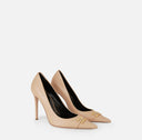 Pantofi ELISABETTA FRANCHI, Leather pump with logo detail, Beige