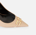 Pantofi ELISABETTA FRANCHI, Leather pump with logo detail, Beige