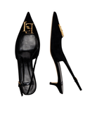 Pantofi ELISABETTA FRANCHI, Suede slingbacks with logo detail, Negru
