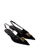 Pantofi ELISABETTA FRANCHI, Suede slingbacks with logo detail, Negru