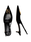 Pantofi ELISABETTA FRANCHI, Suede slingbacks with logo detail, Negru