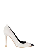 Pantofi ELISABETTA FRANCHI, Nappa leather pumps with toecap Étoile, Alb