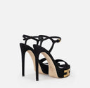 Sandale ELISABETTA FRANCHI, Vertigo platform sandals in suede, Negru