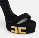 Sandale ELISABETTA FRANCHI, Vertigo platform sandals in suede, Negru