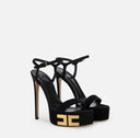 Sandale ELISABETTA FRANCHI, Vertigo platform sandals in suede, Negru