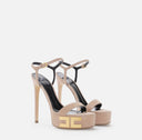 Sandale ELISABETTA FRANCHI, Vertigo platform sandals in suede, Nude