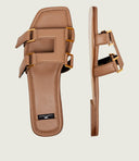 Papuci ELISABETTA FRANCHI, Flat nappa leather sandals, Light Brown