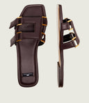 Papuci ELISABETTA FRANCHI, Flat nappa leather sandals, Maro