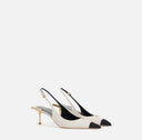 Pantofi ELISABETTA FRANCHI, slingback pointed-toe pumps, Alb/Negru