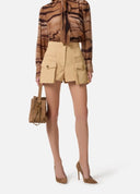 Pantaloni ELISABETTA FRANCHI, Cotton gabardine shorts with cargo pockets