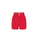 PANTALONI SCURTI ELISABETTA FRANCHI, lightweight crêpe fabric with belt, Rosu