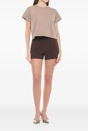 PANTALONI SCURTI ELISABETTA FRANCHI, Logo auriu, Slim Fit, Maro