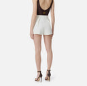 Pantaloni scurti ELISABETTA FRANCHI, Shorts in lightweight crêpe fabric with darts, Alb