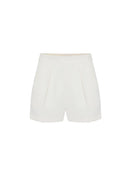 Pantaloni scurti ELISABETTA FRANCHI, Shorts in lightweight crêpe fabric with darts, Alb