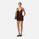 Pantaloni scurti ELISABETTA FRANCHI, Shorts in lightweight crêpe fabric with darts, Maro