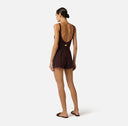 Pantaloni scurti ELISABETTA FRANCHI, Shorts in lightweight crêpe fabric with darts, Maro