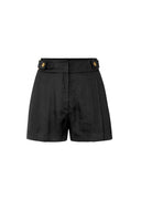 Pantaloni scurti ELISABETTA FRANCHI, Linen-blend shorts with straps, Negru